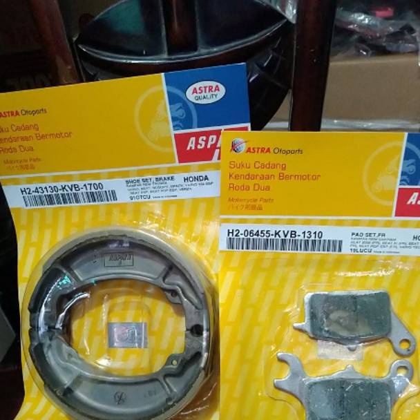 Recomended Paket kampas rem depan  kampas rem belakang aspira untuk beat Fi beat Esp Vario Techno Va