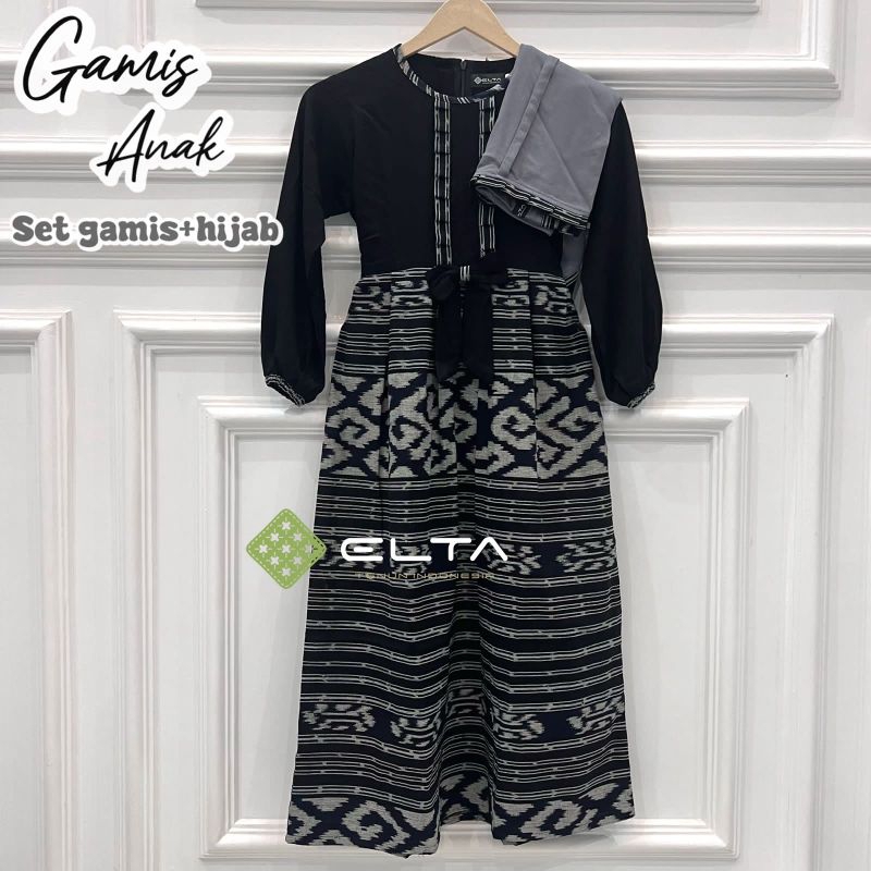 set gamis anak tenun
