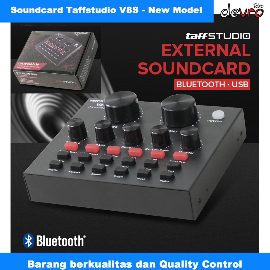 TERLARIS TAFFSTUDIO USB External Soundcard V8 V8S V8 PLus V8 PRO Broadcast Bluetooth  Sound Card V8 