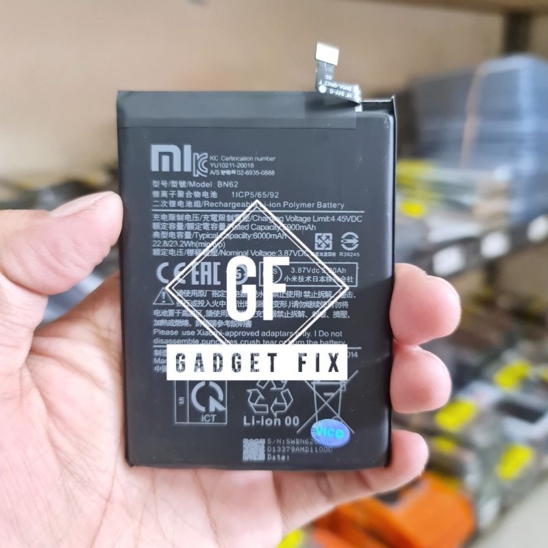 Baterai Batre Xiaomi BN62 Original HP Xiaomi Redmi 9T Battery Batrei Tanam Xiomi Redmi 9T BN62
