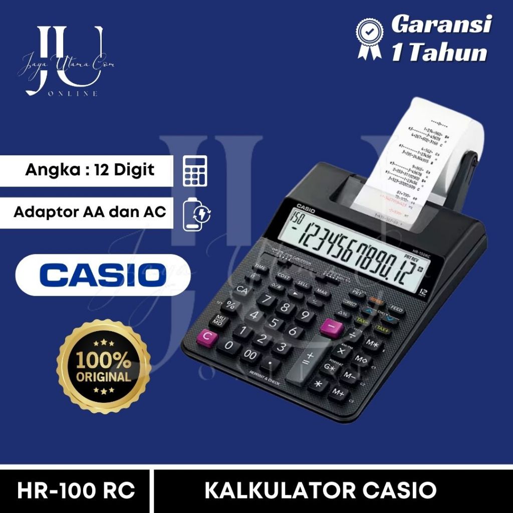 

Kalkulator Casio HR-100RC Print Original / Kalkulator Print Cetak HR 100RC