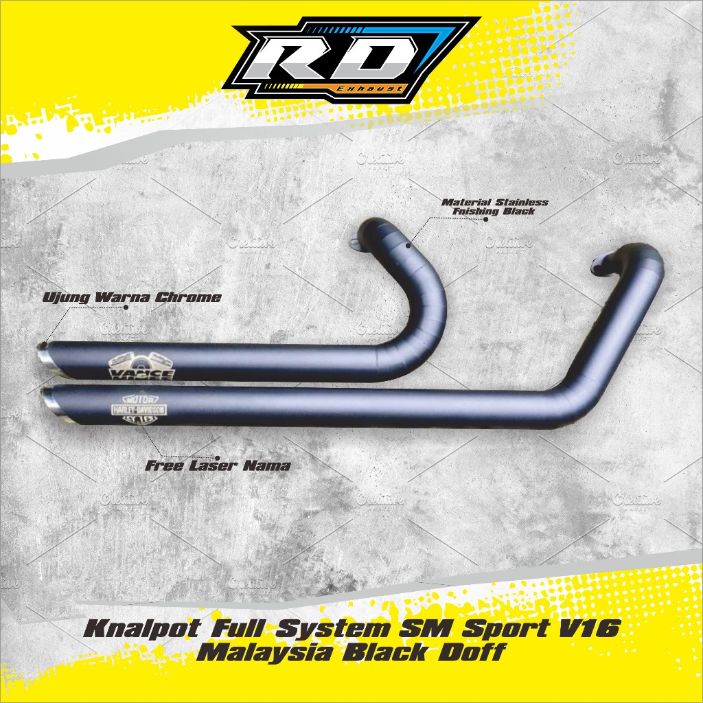 Knalpot Fullsystem SM Sport V16 Malaysia Black Doff - Fullset SM Sport V16 - RD Exhaust