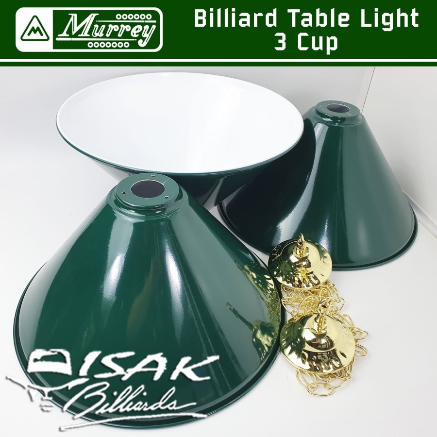(SECOND) Lampu Meja Billiard 3 Kap - Hijau - Pool Table Light