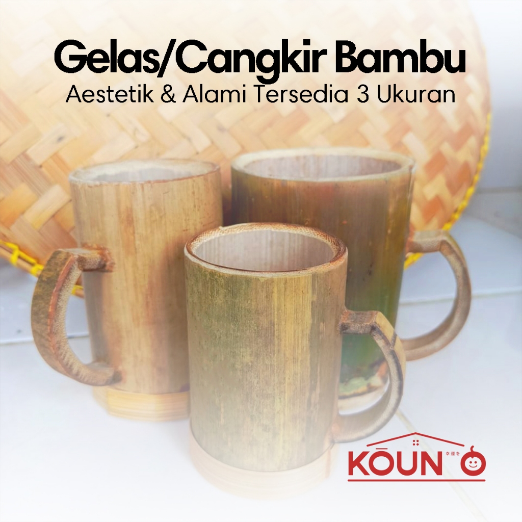 Cangkir Mug Bambu Asli Natural Gelas Angkringan Tradisional Kerajinan Bambu Gelas Unik Gelas Kopi Ae