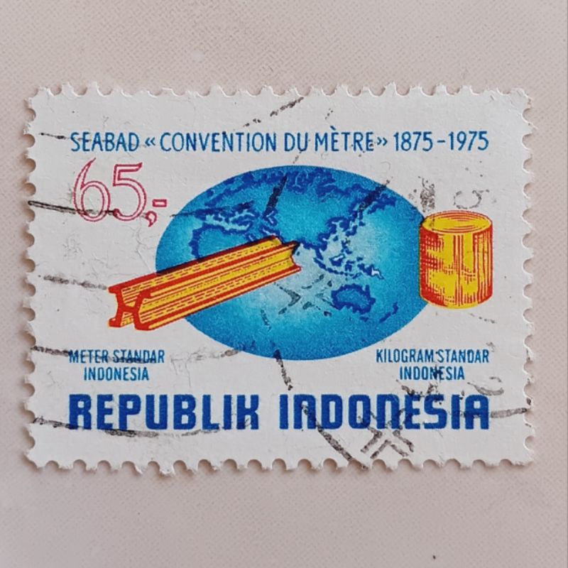 

(AA) Perangko Indonesia 1975 Seabad Convention Du Metre Single Set Used