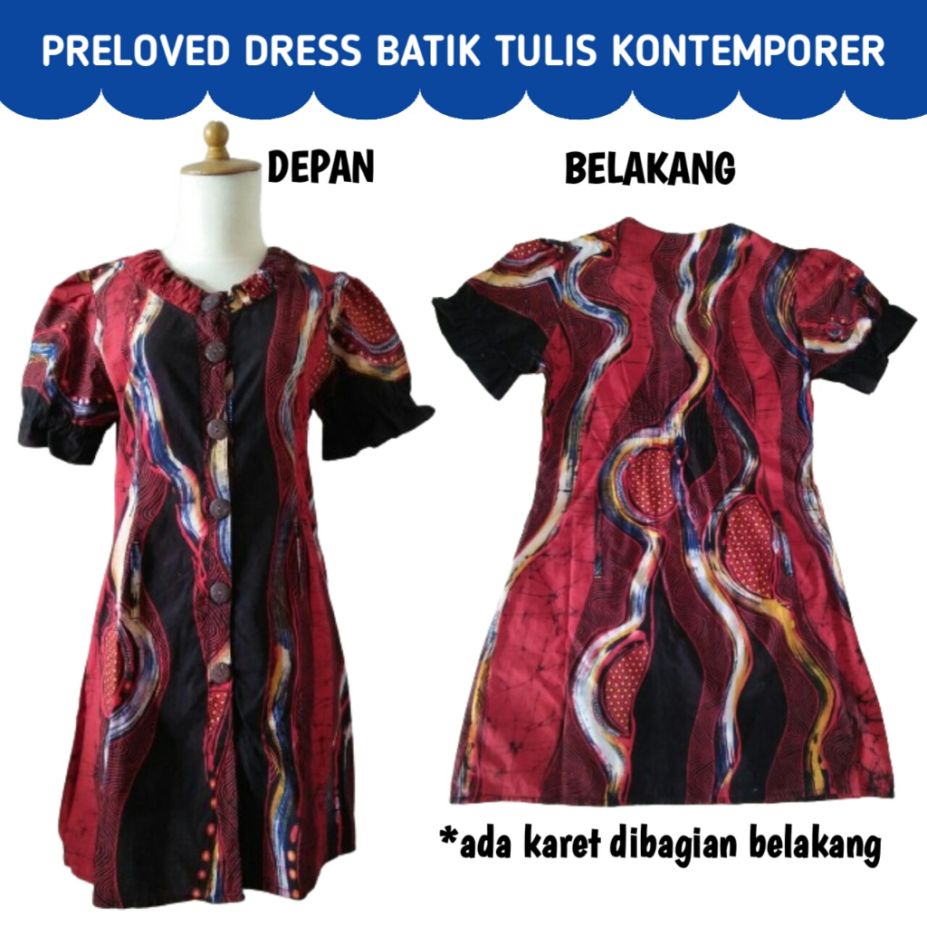 PRELOVED DRESS WANITA BATIK TULIS KONTEMPORER