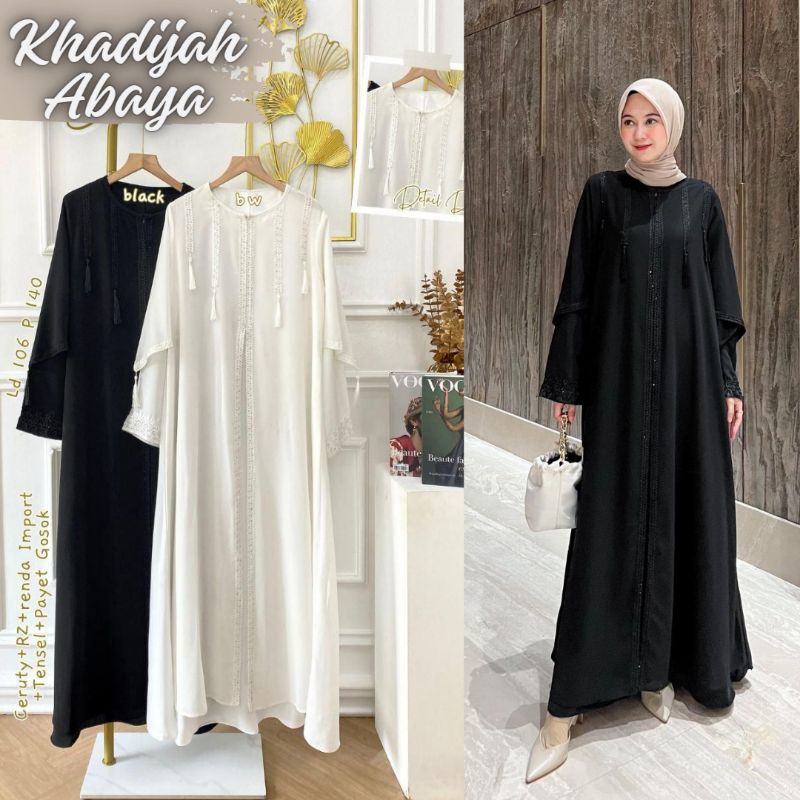 [ORI] Khadijah Abaya Humaira Abaya Hitam Jumbo Ld 110/Abaya Turkey Kekinian Arab Lebaran/Abaya Serag