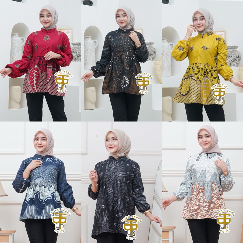 ATASAN BLOUSE BATIK LENGAN BALON UKURAN (M L XL XXL) - ATASAN WANITA
