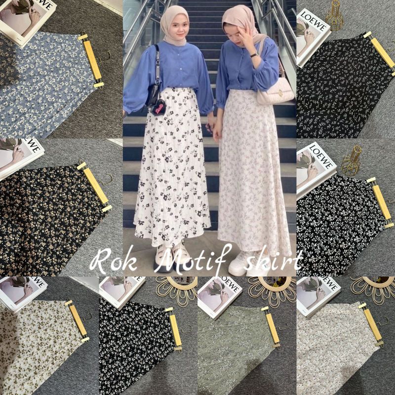 ROK FLORAL MOTIF BUNGA POLKA / FLORAL SKIRT / ROK MOTIF BUNGA KOREAN SKIRT