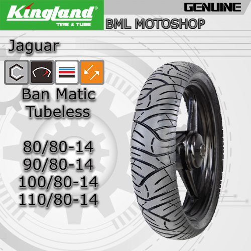 Ban Matic Kingland Tubeless 110/80-14 Jaguar Free Pentil Ban Luar Motor Ring 14 Tubeless