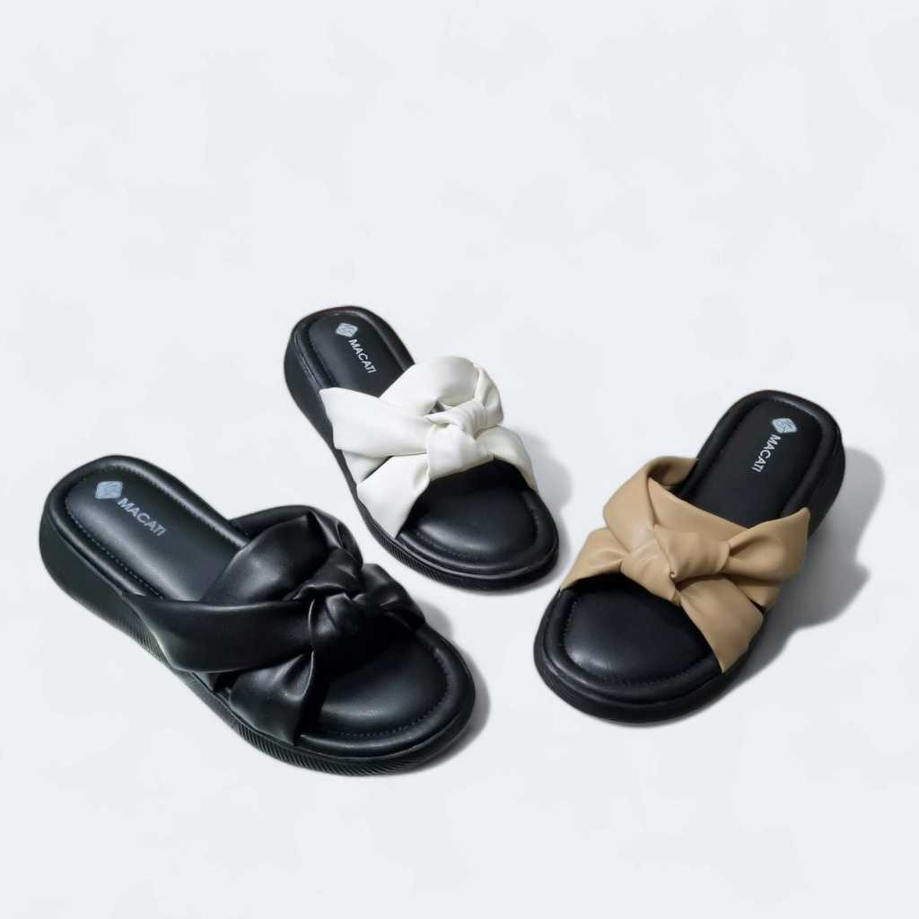 MACATI Sandal Wedges Wanita Korean Style Sandal Slop Wanita Empuk Kekinian / Sandal Slip On Wanita T