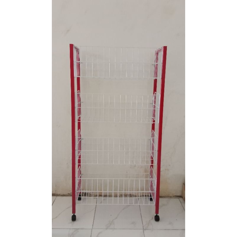 RAK CHIKI JAJAN 4 SUSUN DENGAN RODA