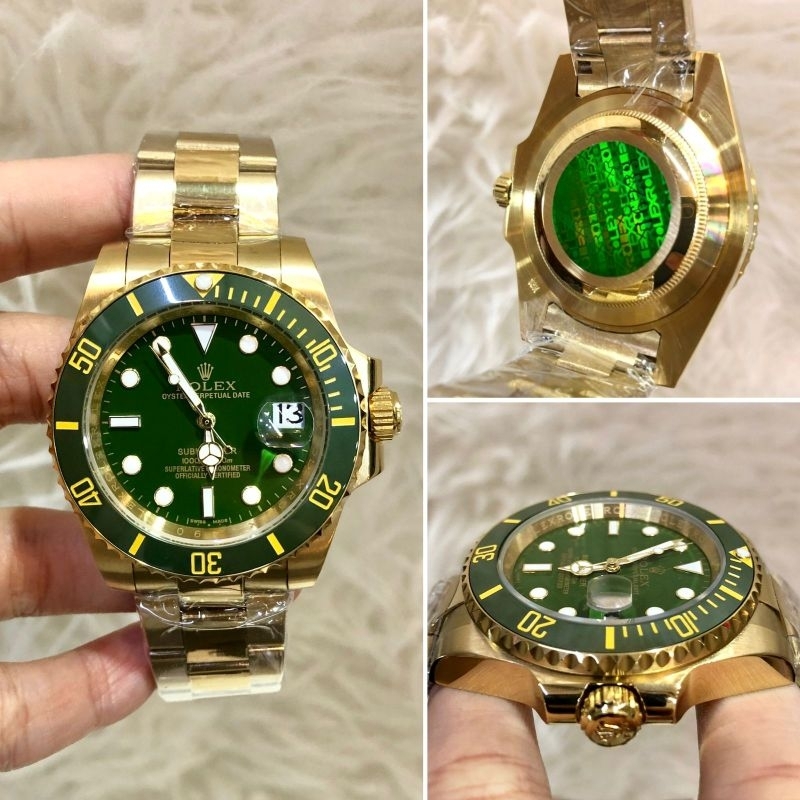 JAM TANGAN PRIA ROLEX SUMARINER AUTOMETIC SUPER GRADEN AAA WARNA GOLD PLAT HIJAU
