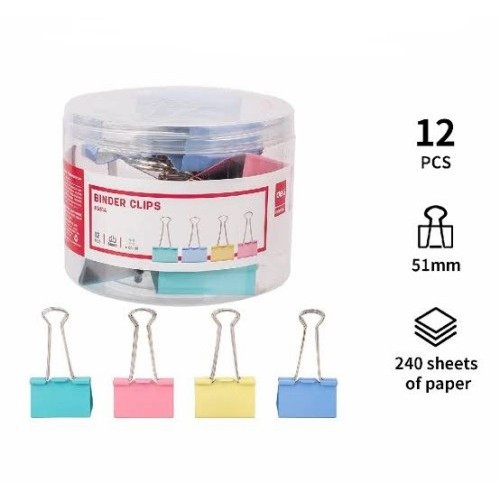 

DELI Klip Kertas Binder Clip No 260 51mm Warna Pastel Lucu 8551A Besar Jumbo