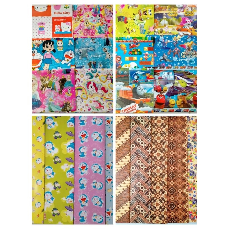 

Kertas Kado Karakter Anak / Kertas Kado Batik / Merek Sidu dan Kiky / isi 10 pcs / 20 pcs