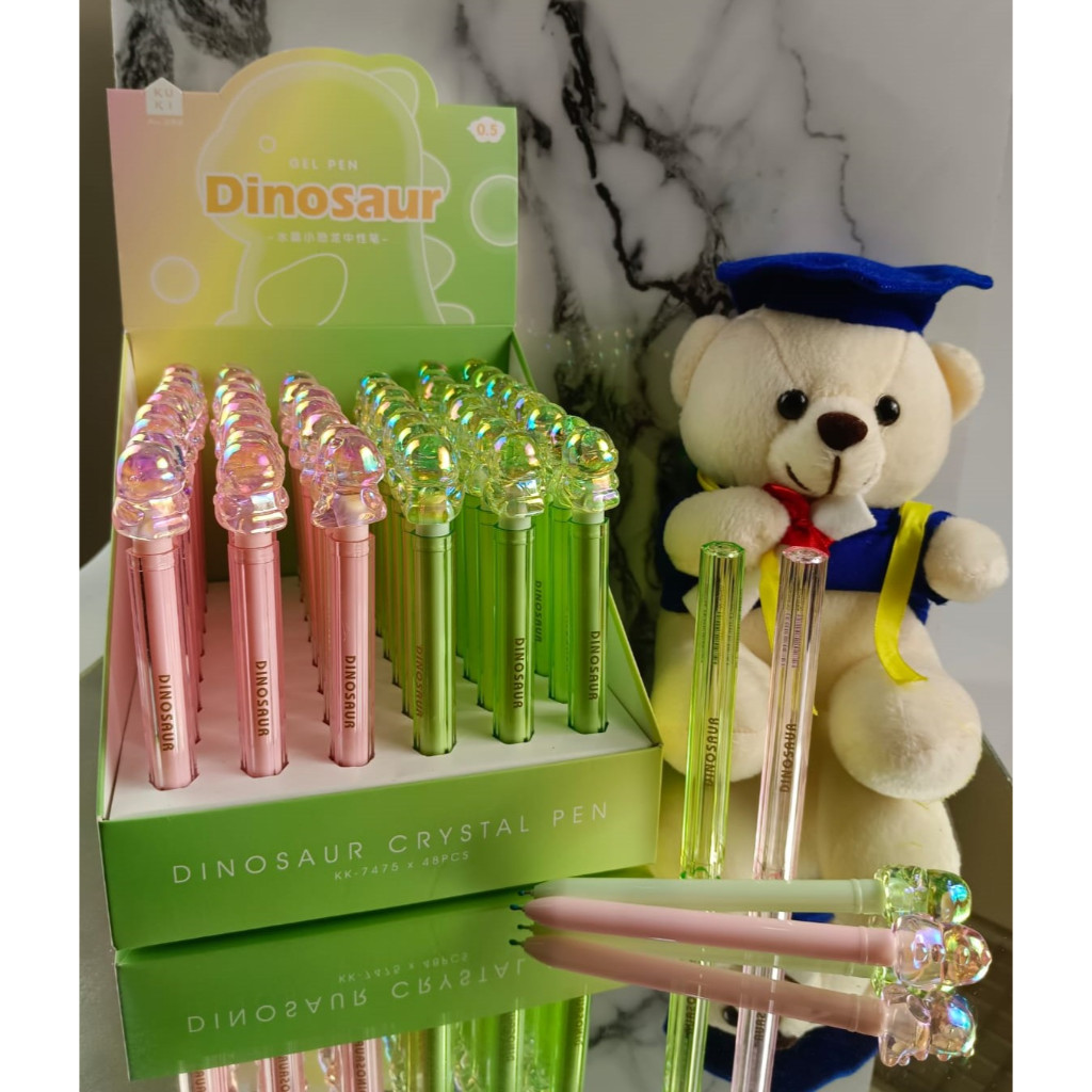 

Crystal Pen Diligent Dinosaurus / Karakter Lucu 3D Crystal Mewah Aesthetic
