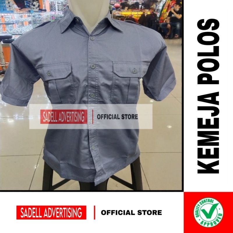 Kemeja Polos Seragam Polos Abu PDH Lengan Pendek Pria Kantung 2