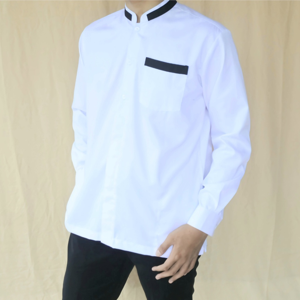 Stellarist- Arrahman Atasan Baju Kemeja Koko Shanghai Pria Putih