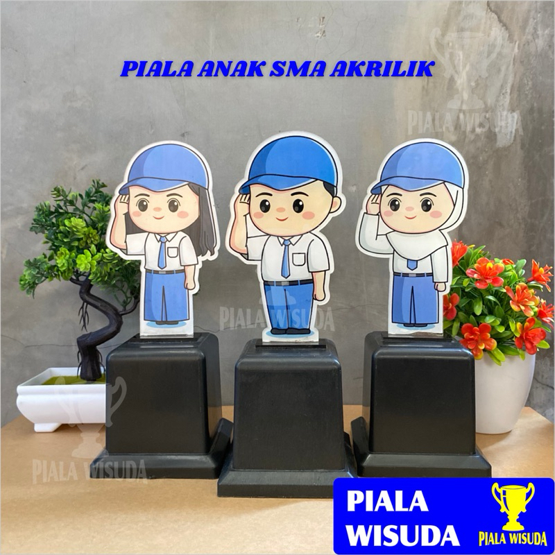 Piala Wisuda Piala Akrilik Sekolah (Siswa SMA) Piala Karakter Seragam SMA Piala Lomba Kado Hadiah An