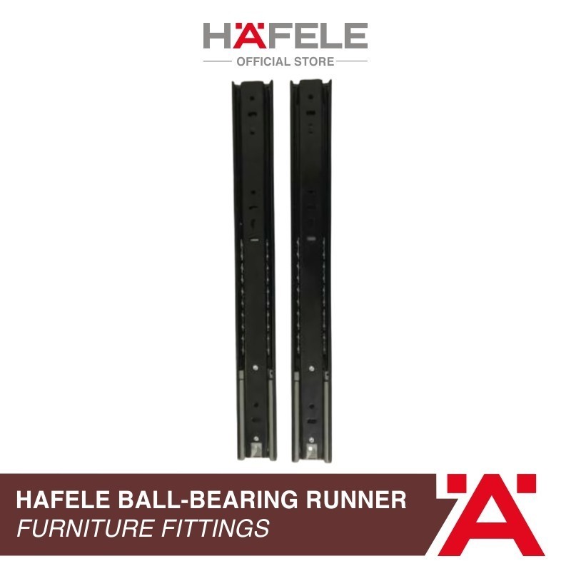 Hafele Ball Bearing Runners - Rel Double Track - Soft-Close / 400 mm