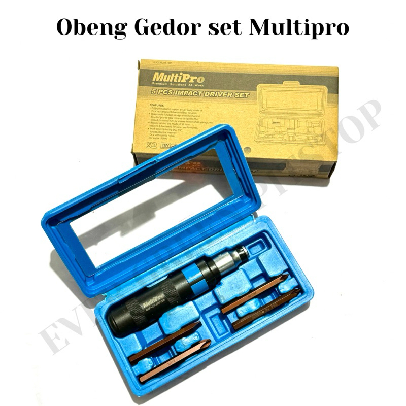 MULTIPRO OBENG KETOK OBENG GEDOR SET 5 pcs IMPACT DRIVER Stang Treker Kunci CVT Sok L T Bintang