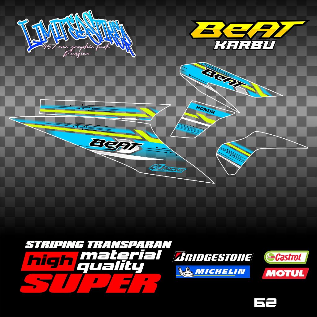 Striping beat karbu honda transparan uv vietnam style