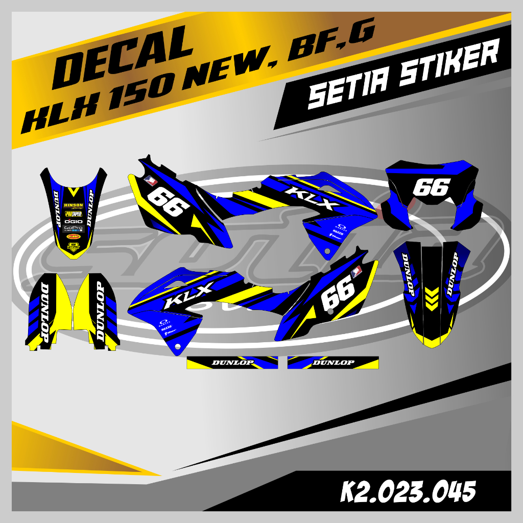 DECAL KLX BF 150 NEW, G, SE, WARNA BIRU, KEREN, SIMPLE, STIKER SUPERMOTO TRAIL, DESAIN BEBAS CUSTOM 
