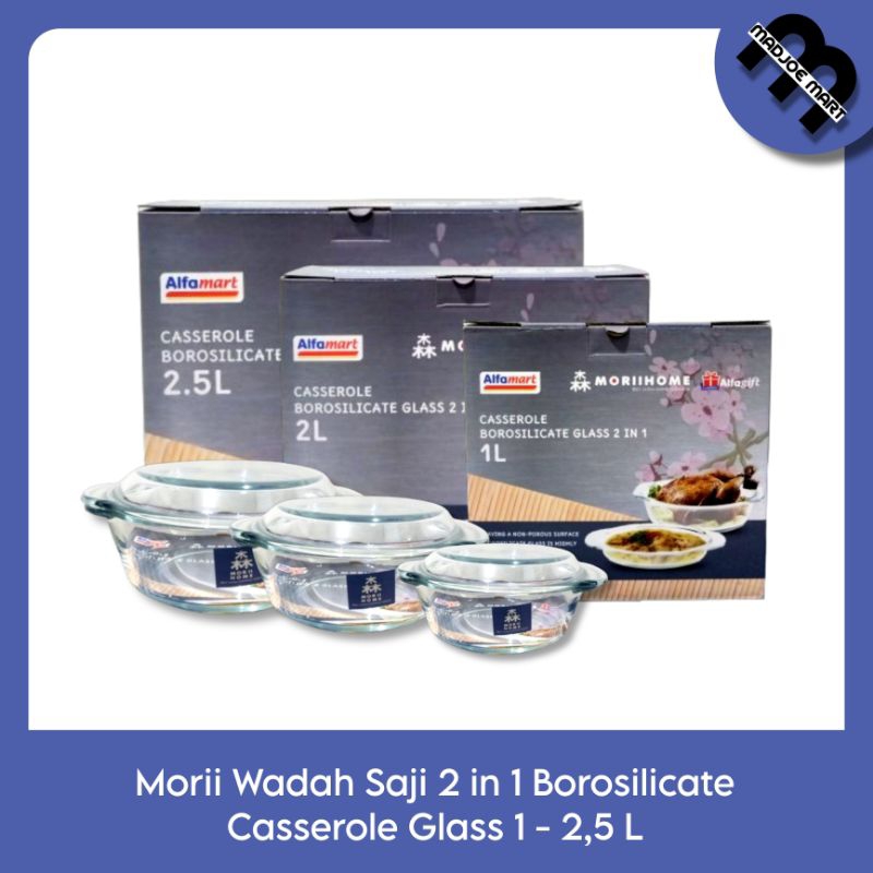 Morii Wadah Saji 2 in 1 Borosilicate Casserole Glass