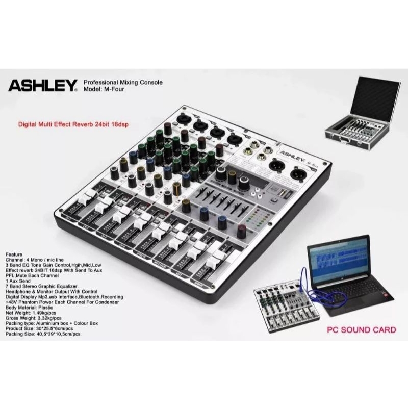 Mixer audio ashley mfour 4ch plus koper MIXER ASHLEY 4CH