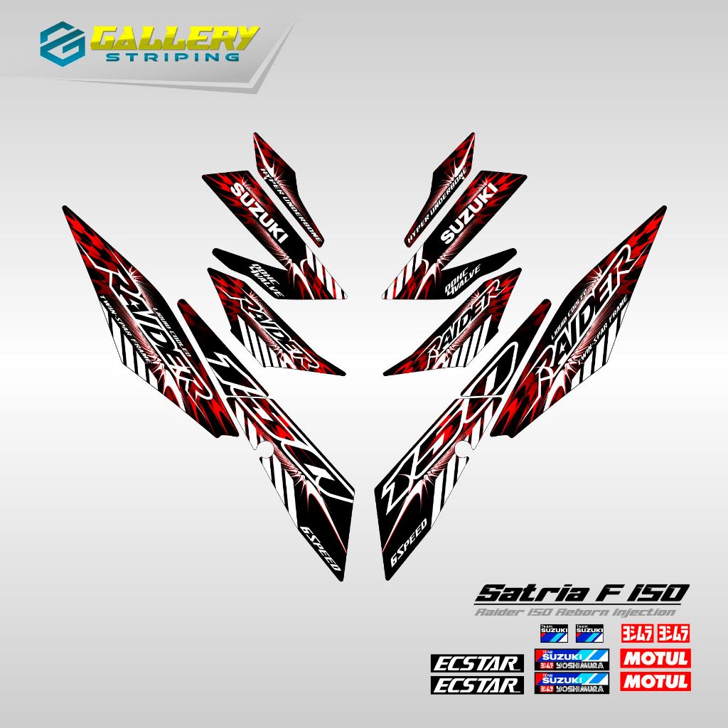 Striping Satria Fu F 150 Fi Motif 18 Stiker Satria Fu F 150 Fi Led Raider Sticker Suzuki Satria Stoc