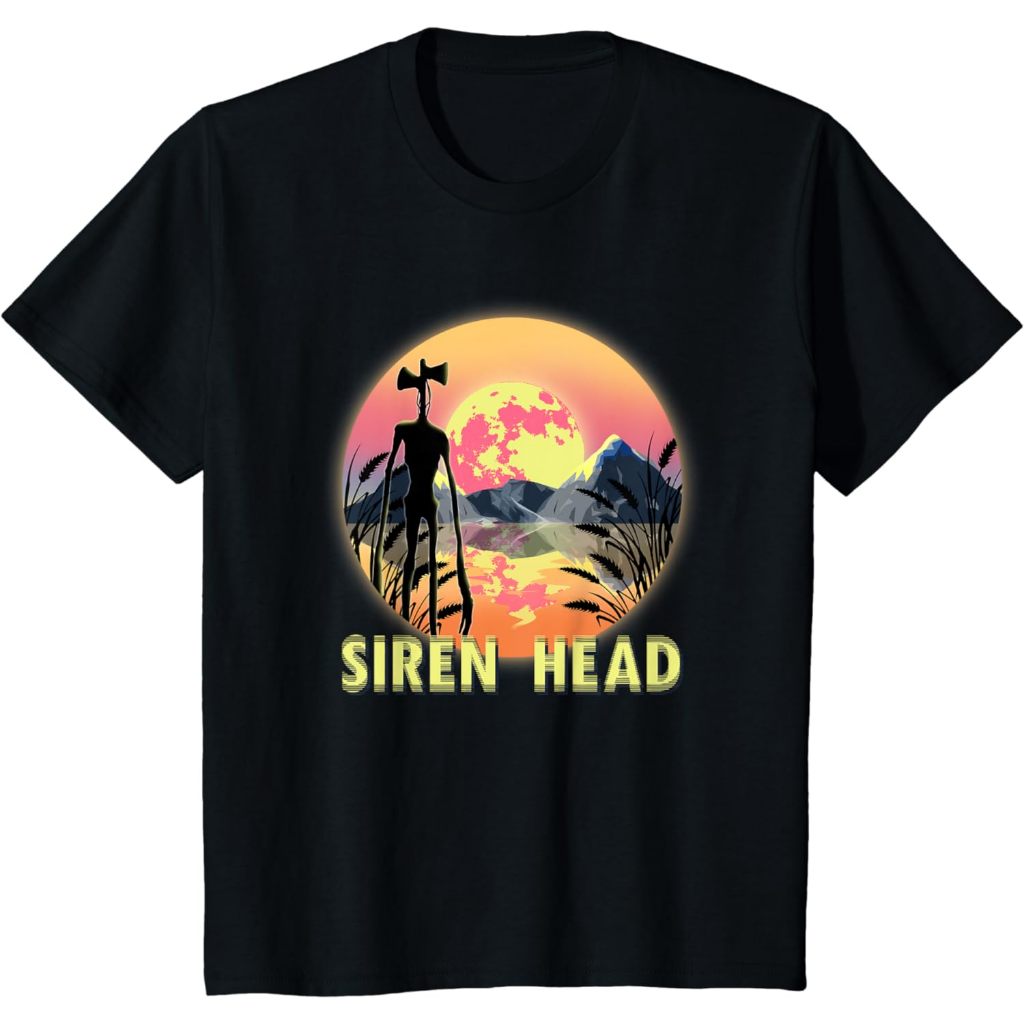 Kaos Baju Atasan Anak Cryptid Full Moon and Siren Head T-Shirt