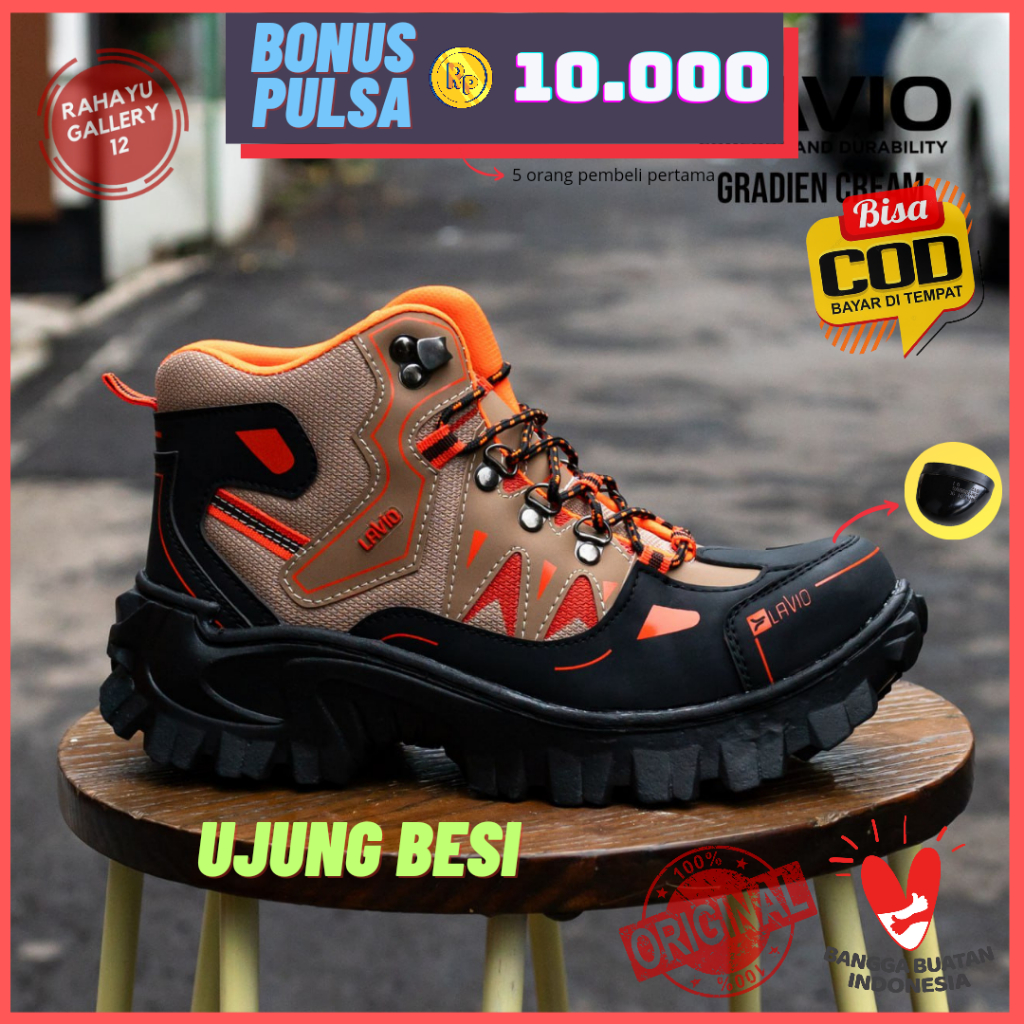 Sepatu Safety Pria Boots Tinggi Ujung Besi Original Septi Kerja Proyek Lapangan Lavio Footwear