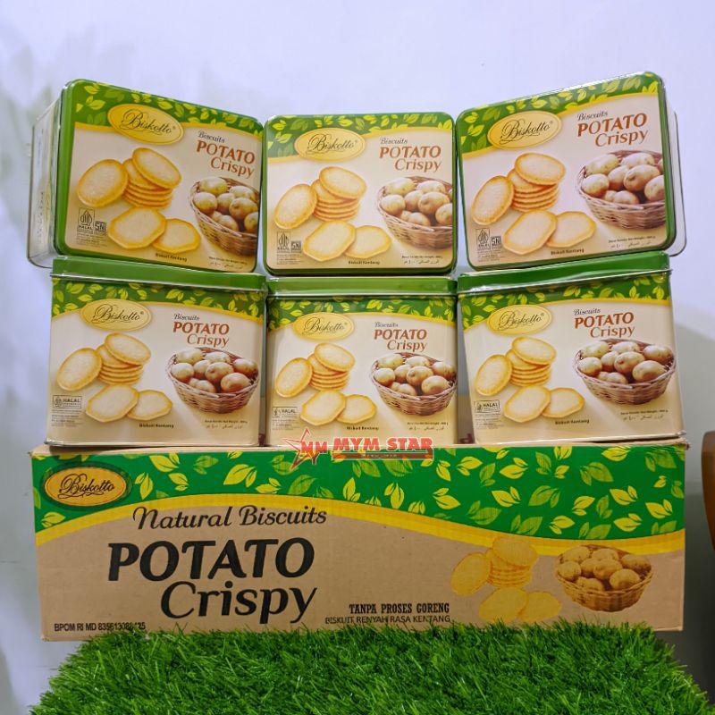 

(1 DUS) Biskotto Biscuits Potato Crispy Kaleng Kotak 400g isi 6