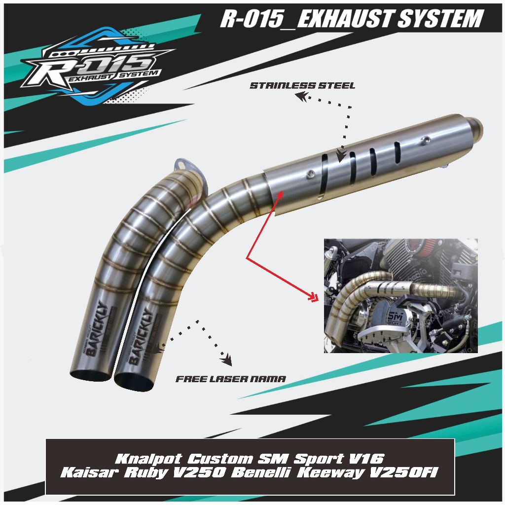 Knalpot Custom SM Sport V16  Kaisar Ruby V250 Benelli Keeway V250FI - R015