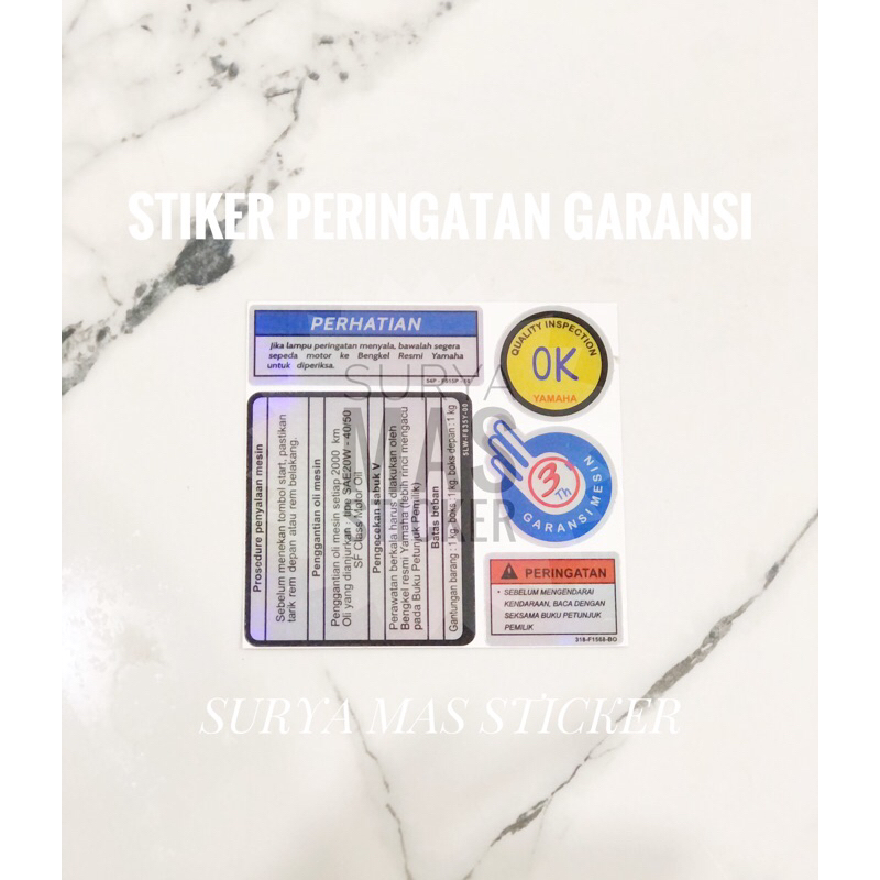 stiker warning peringatan yamaha garansi stiker prosedur yamaha motor