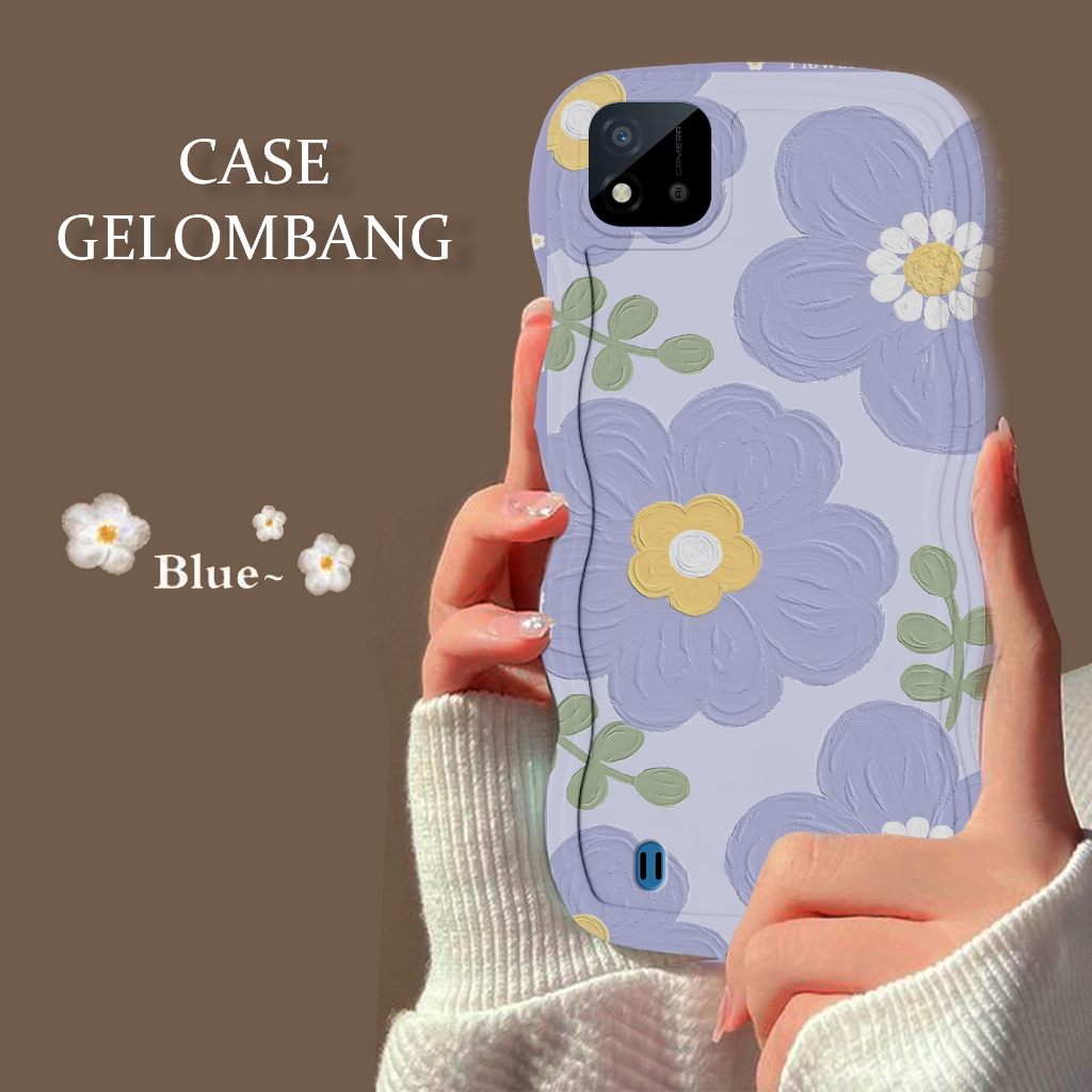 Soft Case GELOMBANG Hp Realme C11 2021 - Realme C11 2021 - Case Pro Camera - Fashion Case Motif Flow