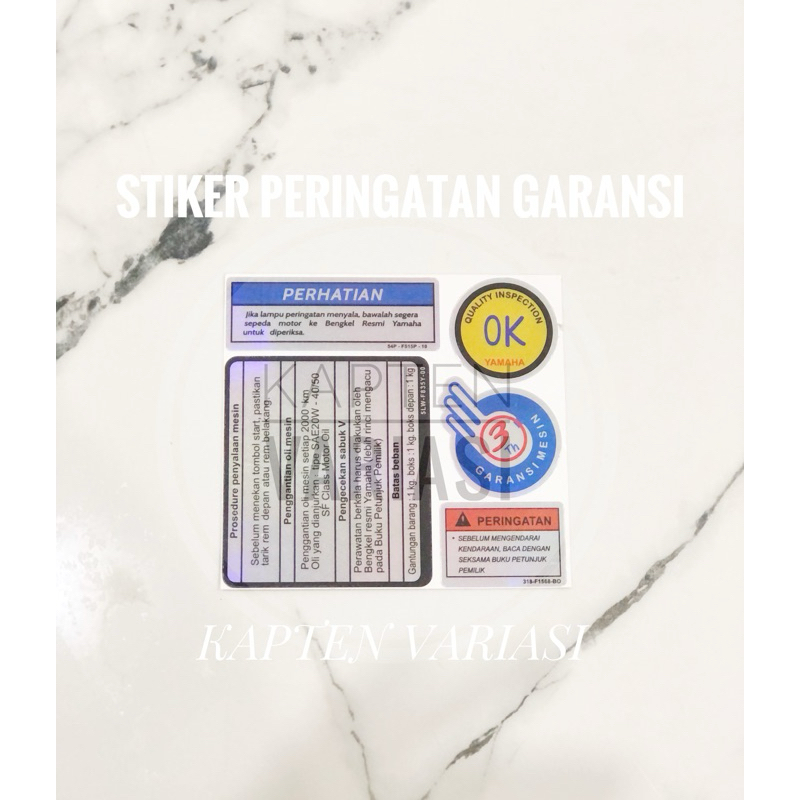 stiker peringatan warning yamaha garansi stiker prosedur yamaha motor