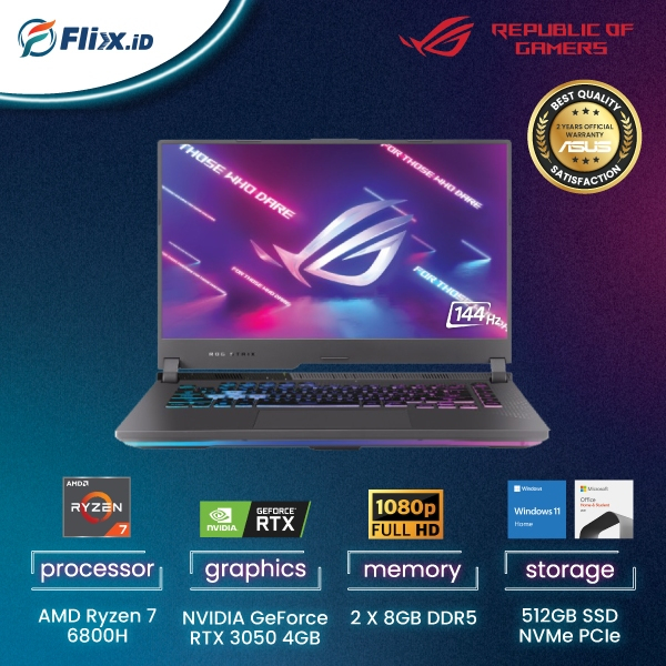 ASUS ROG Strix G15 GeForce RTX™3050 AMD RYZEN 7 6800H 16GB 512SSD