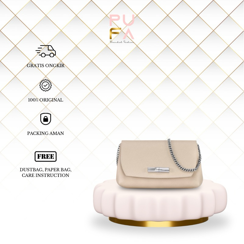 ORIGINAL 100% L Champ Roseau Clutch Leather Women-Paper