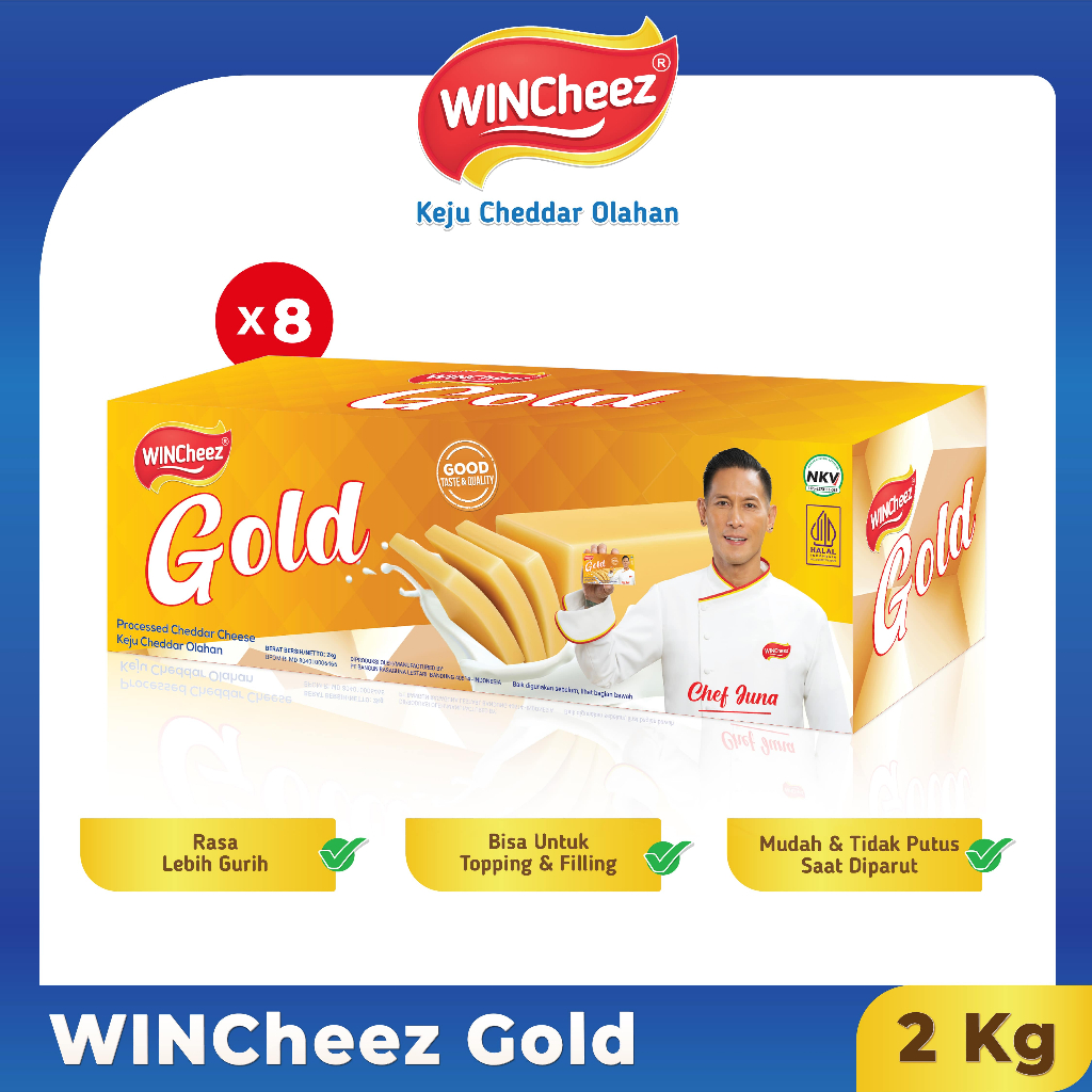 

WINCheez Keju GOLD 2 KG x 1 Karton Isi 8 Pcs