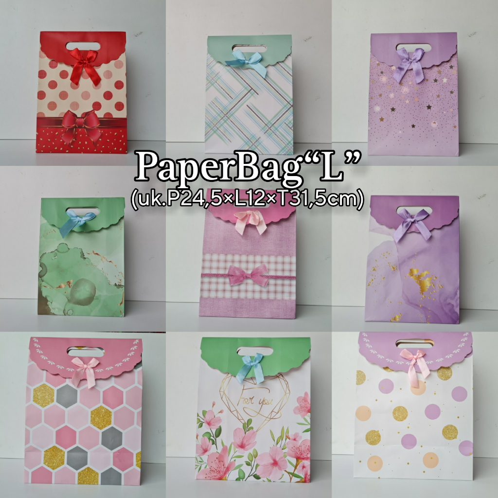 

PAPERBAG TUTUP PITA "L"/PAPERBAG KADO/TAS TUTUP PITA SOUVENIR/RP714L