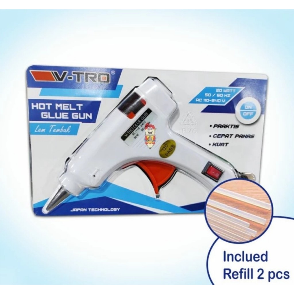 

MURAH Alat lem tembak kecil / glue gun V-TRO 20watt + Refill 2 pcs