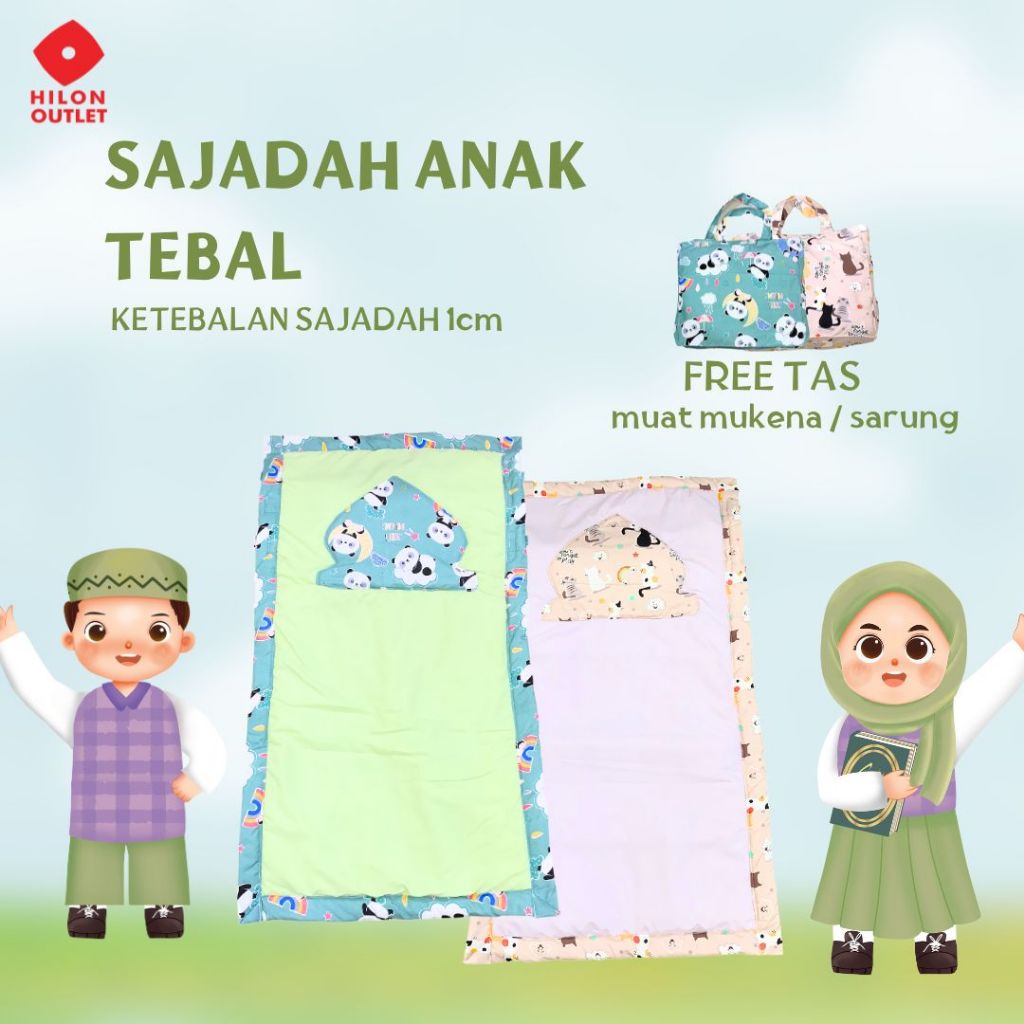 Sajadah Anak + Tas Karakter / Sajadah Anak Tebal 51x91