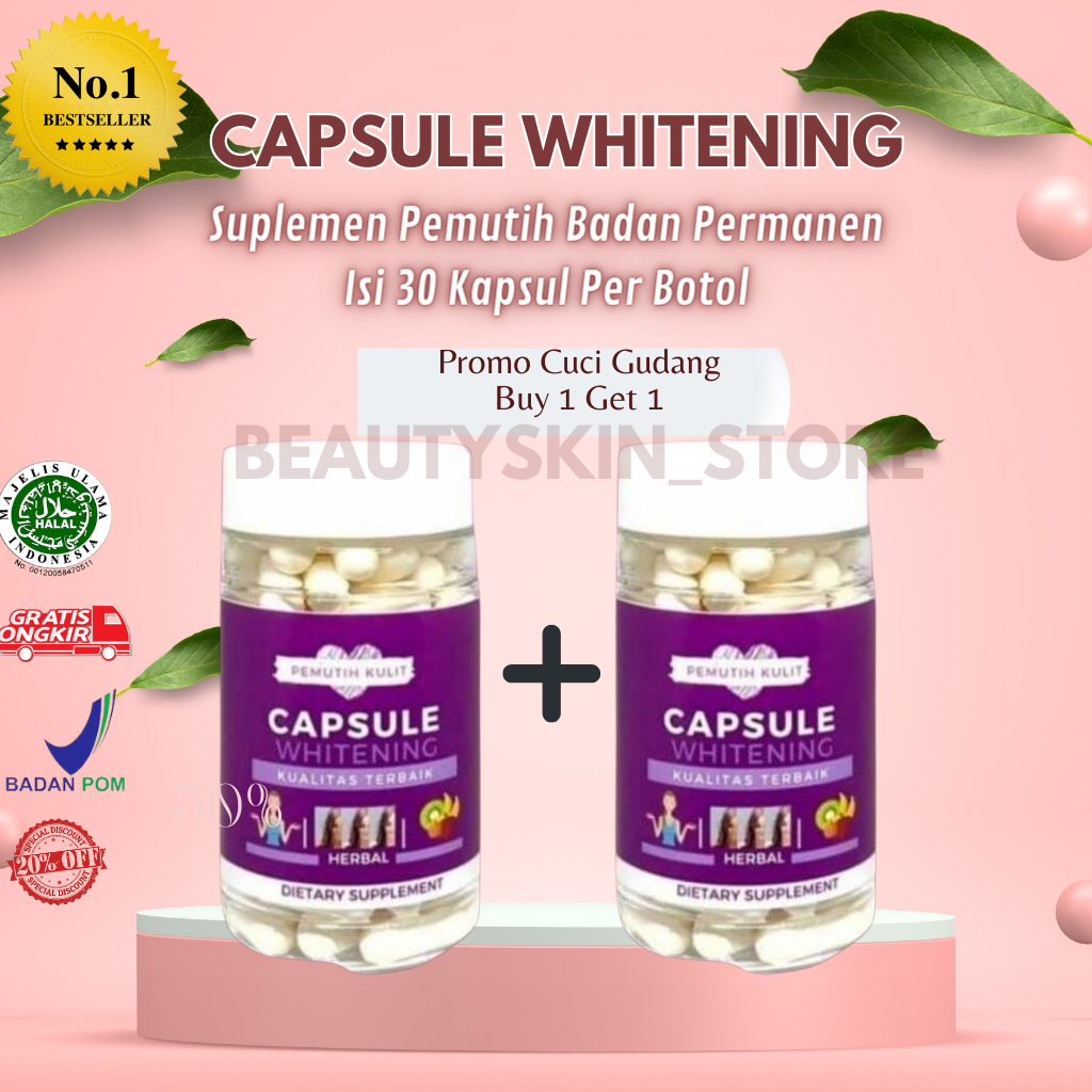 ( TERLARIS  ) [ BELI 1 GRATIS 1 ] Platinum Whitening Glutathione Kapsul Ungu Pemutih Seluruh Badan |