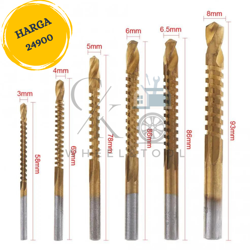 MATA BOR KAYU GERGAJI HSS TRIPLEK GYPSUN M3 - M8 SET 6IN1