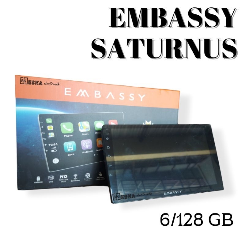 Headunit Android 9 inch Embassy Saturnus RAM 6/128gb Qled display Android mobil RAM 6/128