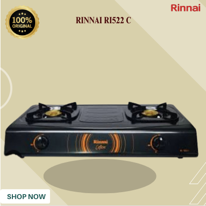 RINNAI KOMPOR GAS 2 TUNGKU RI-522C/RI522C/RI522 C/RI 522C/RI-522 C/RI 522 C/RINNAI ORIGINAL GARANSI