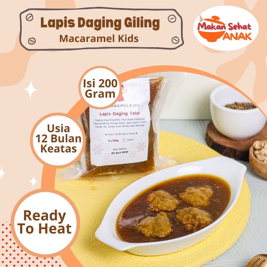 

Macaramel Kids Lapis Daging Giling Telur MPASI 12 bulan keatas by Makan Sehat Anak