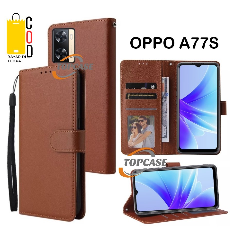 OPPO A77S FLIP CASE KULIT CASING DOMPET WALLET FLIP LEATHER CASE UNTUK OPPO A77S