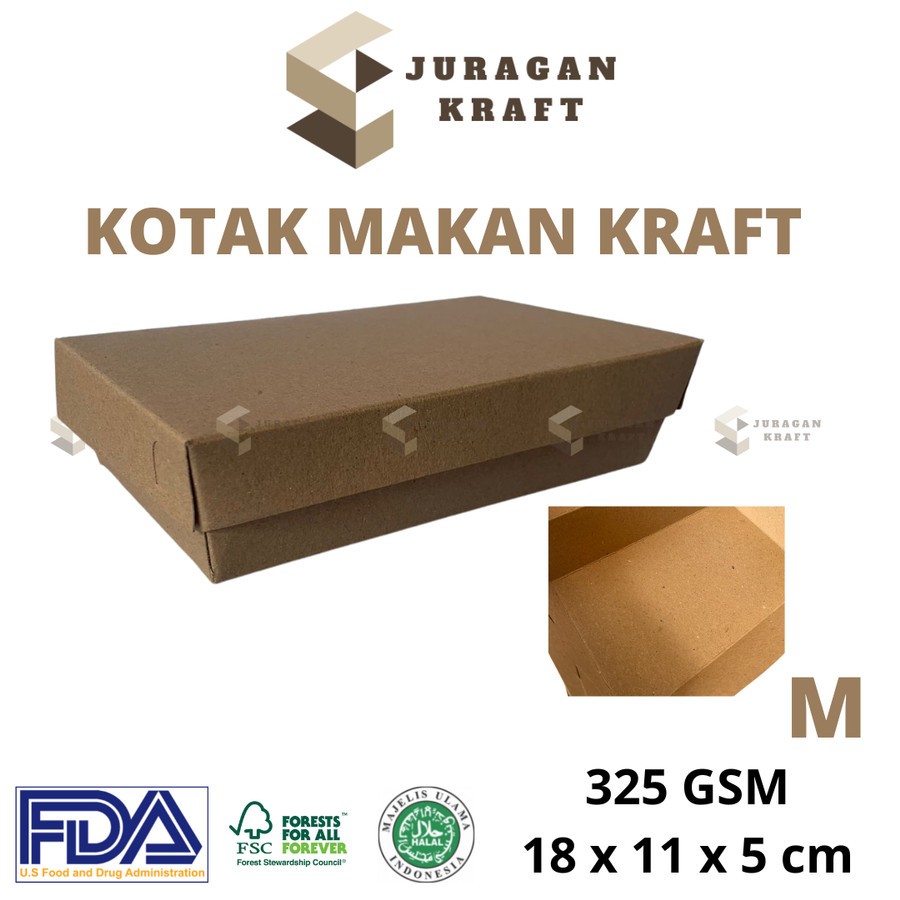 

Kotak Makan Lunch Box Bahan Kraft Food Grade Laminasi MEDIUM 20 pcs